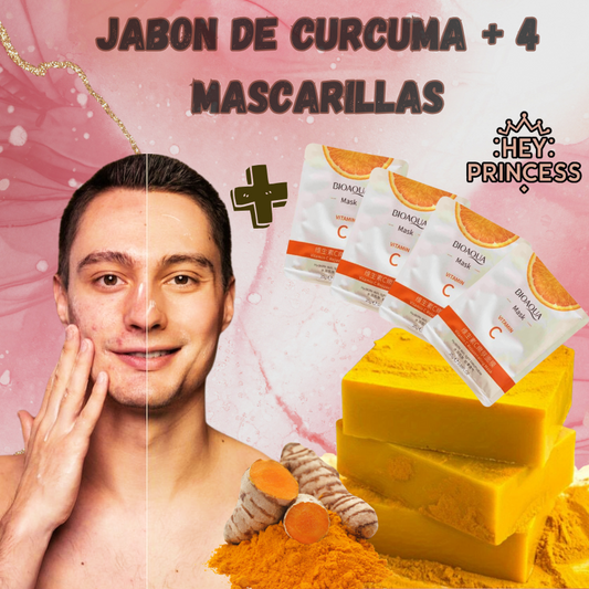 JABON DE CURCUMA + 4 MASCARILLAS DE VITAMINA C